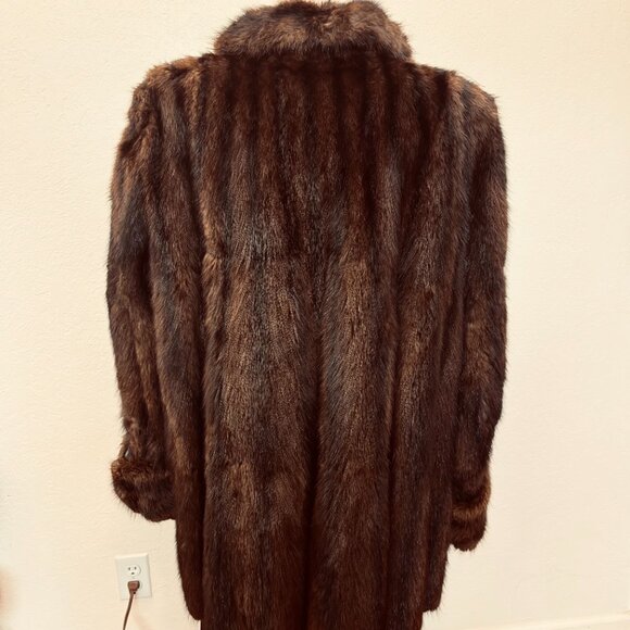 Vintage 60s mink coat Womens XL Real fur Pockets fully lined 1960s classic coat - Picture 6 of 9
